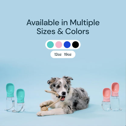 Portable Dog Water Bottle - 19 Oz, Blue - Leak-Proof Water Bowl Dispenser with Lock for Hiking, Travel & On-The-Go