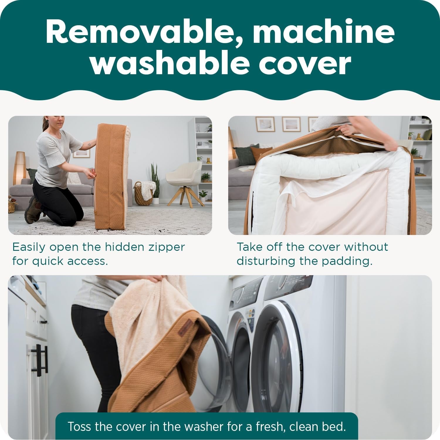 Orthopedic Dog Bed for Large Dogs W/ Removable Bolsters & Washable Cover, for Dogs up to 95 Lbs - Luxe Faux Fur & Performance Linen Sofa - Woodsmoke, Jumbo/Xl